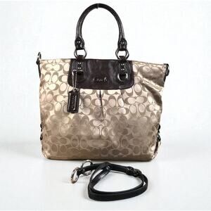 COACH Ashley Signature Canvas Satchel Carry All Handbag Office Travel Timeless